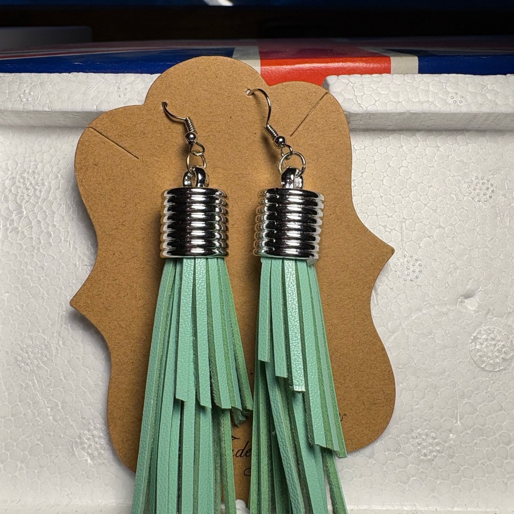 Handmade Seafoam Green Tassel Earrings